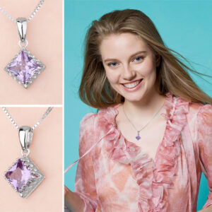 Square Sapphires Silver Pendant - IDiamond