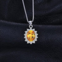 Oval Citrine Silver Pendant - IDiamond