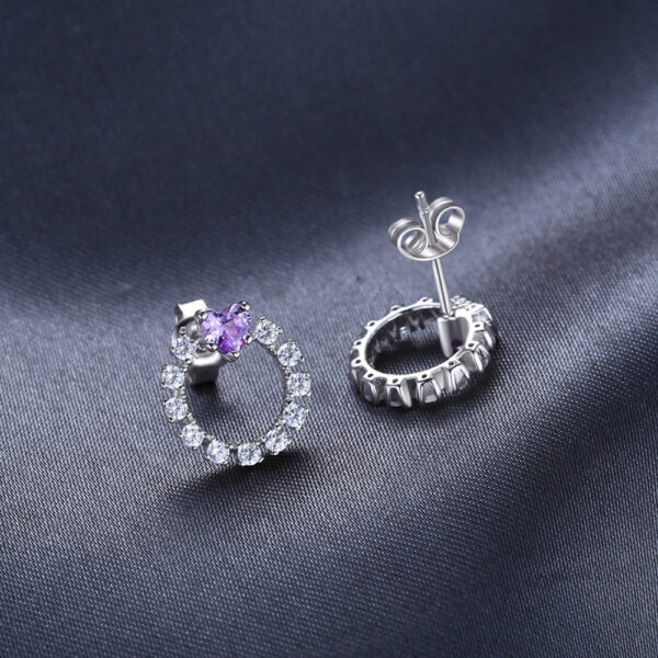 Heart Round Sapphire Silver Earrings - IDiamond