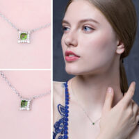 Square Diopside Silver Necklace - IDiamond