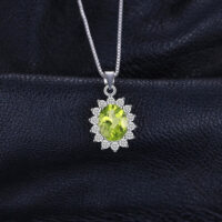 Oval Peridot Silver Pendant - IDiamond