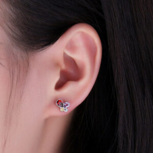 Butterfly Amethyst Garnet Citrine Silver Earrings - IDiamond
