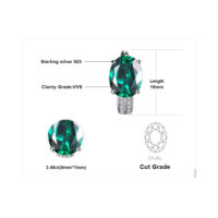 Oval Emerald Silver Earrings - IDiamond
