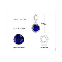 Round Sapphire Silver Pendant - IDiamond