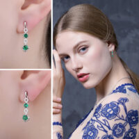 Pendant Emerald Silver Earrings - IDiamond