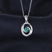 Oval Emerald Silver Pendant - IDiamond