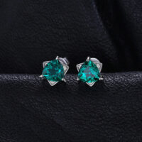 Triangle Emerald Silver Earrings - IDiamond