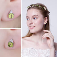 Square Peridot Silver Earring - IDiamond