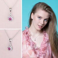 Round Ruby Silver Pendant - IDiamond