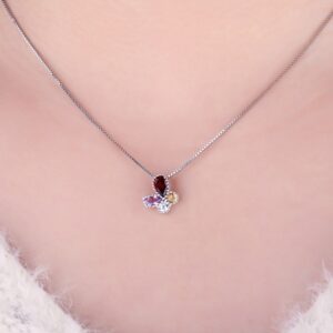 Butterfly Amethyst, Garnet, Citrine Silver Pendant - IDiamond