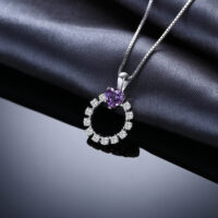 Heart Round Sapphire Silver Pendant - IDiamond