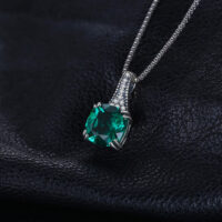 Square Emerald Silver Pendant - IDiamond