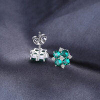 Quatrefoil Emerald Silver Earrings - IDiamond