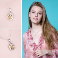 Oval Citrine Silver Pendant - IDiamond
