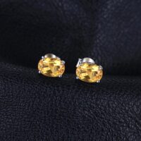 Oval Citrine Silver Earrings - IDiamond