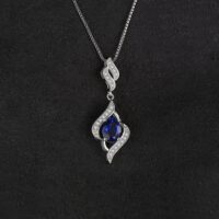 Oval Sapphire Silver Pendant - IDiamond