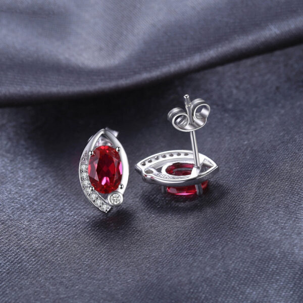 Oval Ruby Silver Earrings - IDiamond