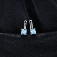 Square Topaz Silver Earrings - IDiamond