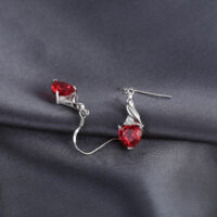 Heart Ruby Silver Earrings - IDiamond