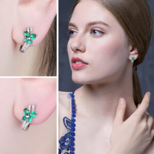 Flower Emerald Silver Earrings - IDiamond