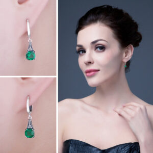 Square Emerald Silver Earrings - IDiamond