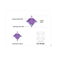 Square Amethyst Silver Earrings - IDiamond