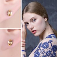 Oval Citrine Silver Earrings - IDiamond