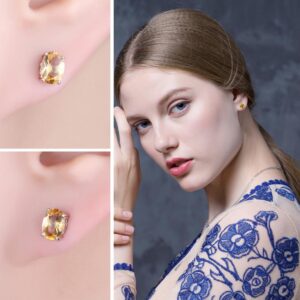 Oval Citrine Silver Earrings - IDiamond