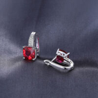 Square Ruby Silver Earrings - IDiamond