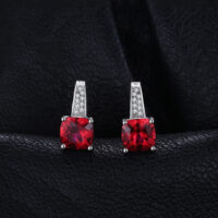 Square Ruby Silver Earrings - IDiamond