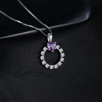 Heart Round Sapphire Silver Pendant - IDiamond