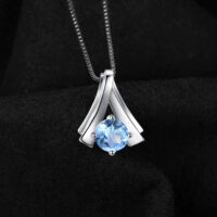 Round Topaz Silver Pendant - IDiamond