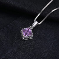 Square Sapphires Silver Pendant - IDiamond