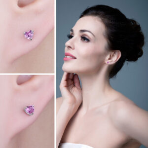 Heart Sapphire Silver Earrings - IDiamond