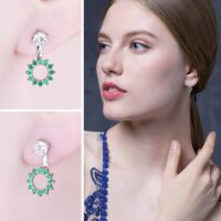 Flower Emerald Silver Earrings - IDiamond