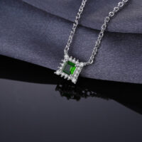 Square Diopside Silver Necklace - IDiamond