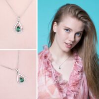 Drop Emerald Silver Necklace - IDiamond