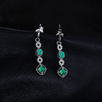 Pendant Emerald Silver Earrings - IDiamond