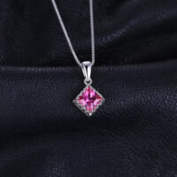 Square Sapphire Silver Pendant - IDiamond