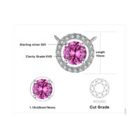 Round Sapphire Silver Necklace - IDiamond