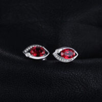 Oval Ruby Silver Earrings - IDiamond