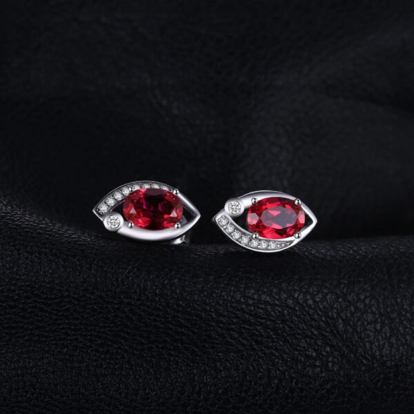 Oval Ruby Silver Earrings - IDiamond