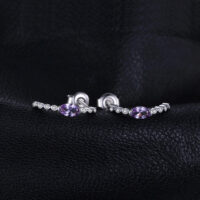 Oval Sapphire Silver Earrings - IDiamond