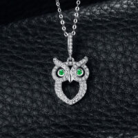 Owl Emerald Silver Pendant - IDiamond