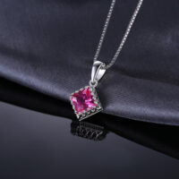 Square Sapphire Silver Pendant - IDiamond