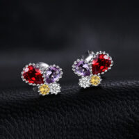 Butterfly Amethyst Garnet Citrine Silver Earrings - IDiamond