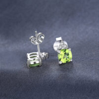 Square Peridot Silver Earring - IDiamond
