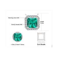 Square Emerald Silver Necklace - IDiamond