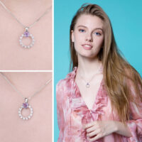 Heart Round Sapphire Silver Pendant - IDiamond