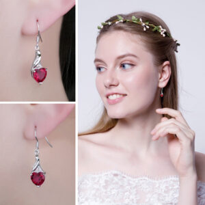 Heart Ruby Silver Earrings - IDiamond